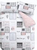 Catherine Lansfield Sleep Dreams Reversible Single Duvet Cover Set with Pillowcase Blush Pink