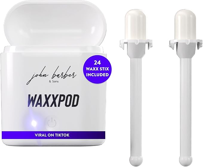 WaxxPod™ Nose & Ear Hair Waxing Kit – Self-Heating USB-C Mini Wax Pod with 24 Pre-Filled WaxxStix™ – Safe & Hygienic Nose Wax for Men & Women – Easy At-Home Hair Removal