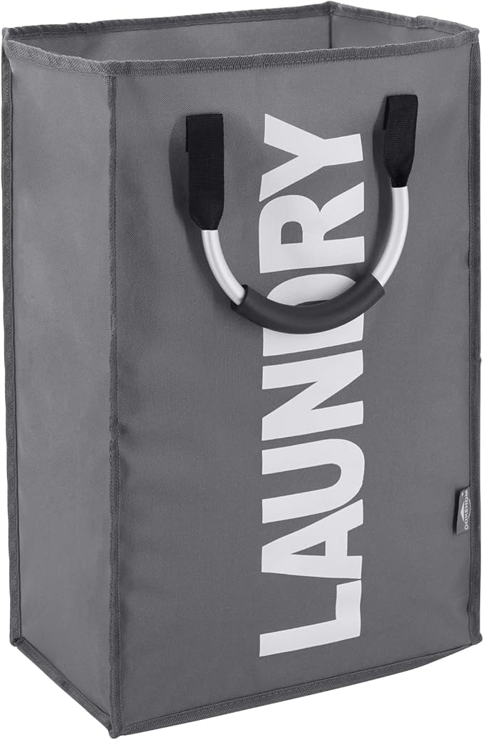 DOKEHOM 50L Collapsible Washing Laundry Basket Bag for Bedroom, Fabric (Dark Grey)