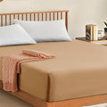 Fitted Sheet 100% Egyptian Cotton 300TC Hotel Quality 30 cm Fitted Bedsheets (Beige, King)
