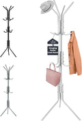 LKH Coat Rack Stand 175cm Steel Hat Stand Coat Stands with Multiple Hooks – Clothes Hanger for Jackets, Hats, Scarves, Bags & Umbrellas Space Saving Design Non-Slip Feet- White