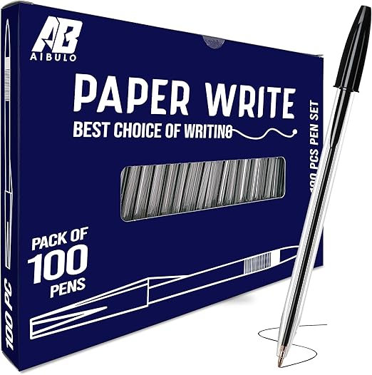 Black Biro Ballpoint Pens – Pack of 100 – Smooth & Smudge-Free Writing, Comfortable Grip, Long-Lasting Ink, and Durable Design – Ideal for Bulk Use at School, Office, and Home