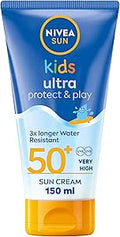NIVEA Sun Kids Ultra Protect & Play SPF 50+ Lotion (150ml), Moisturising Kids Sun Cream Immediately Protects Delicate Skin Against Sunburn and Long-Term UV Damage