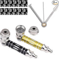 Mini Pipe Creative Detachable Metal Small Pipe, 2 Pack Portable Pocket Smoking Pipes with 50Pcs Stainless Steel Screen Filters & Pipe Scraper Cleaner Set