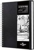 STATIONERY ISLAND A4 Sketchbook, Hardcover Sketch Book with 200GSM Thick Paper, Spiral Bound Sketch Pad A4, Drawing Pad for Sketching, Portrait, 50 Sheets / 100 Pages