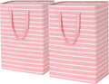 Large Laundry Hamper, Laundry Baskets for Towels Bedding Dirty Clothes, Washing Basket, Laundry Bin, Toy Storage Baskets for Organizing Blankets in Bedroom Bathroom, 75L 2 Pack, Pink