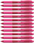 Pentel EnerGel BL107-P Gel-Ink Roller Ball Pens with Click Top, 0.35 mm - Pink (Pack of 12)