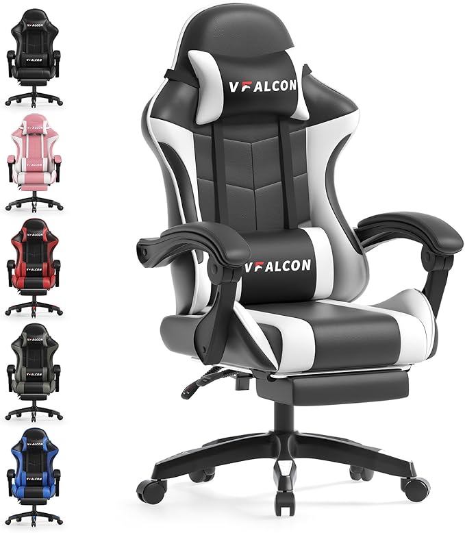 XTREME Gaming Chair – Ergonomic Reclining Chair with Footrest, 360° Swivel, Height Adjustable (White)