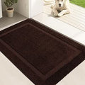Dirt Trapper Door Mat Indoor 50 x 80 cm, Washable Entry Rug, Inside Doormats for Entryway, Non-Slip, Low-Profile, Super Absorbent Dog Mats for Muddy Paws, Pets, Brown