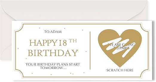 Personalised Scratch Card Birthday Scratch Card Gift Reveal Birthday Surprise Greeting Cards Scratch-Off Stickers with Envelope Best Wishes Gift Greeting Cards for Women Men (Design2)