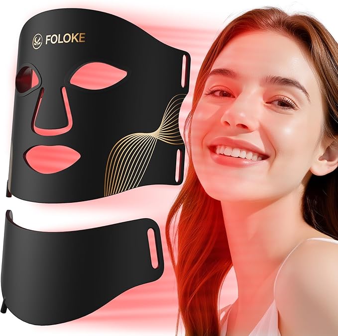 FOLOKE LED Light Therapy Mask Skin Care ， LEDs face mask & neck mask Red - Wavelength for Home Use, – Advanced Skincare Made Easy