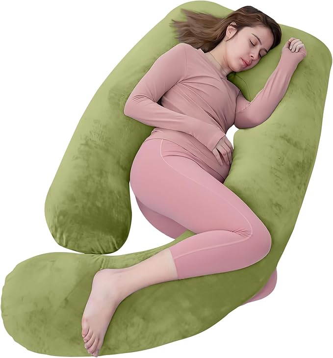 AS AWESLING Pregnancy Pillow, Nursing, Support and U Shaped Full Body Pillow for Pregnant Women with Removable Cover (GREEN)