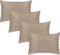 Hafaa Pillow Cases 4 Pack - Stripe Pillowcases for Hair and Skin Standard Size Beige Pillow Protectors with Envelope Closure Super Soft Luxury Pillow Cover