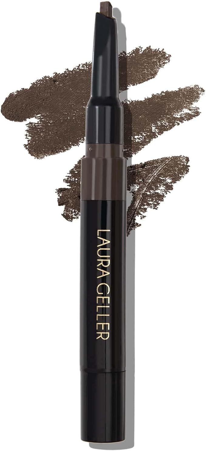 LAURA GELLER NEW YORK Sculpt-n-Stay Waterproof Brow Pencil & Gel (Dark Brown) - Precision 2-in-1 Waterproof Eyebrow Pencil for Perfectly Sculpted Brows