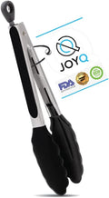 Kitchen Tongs - 9 Inch Kitchen Utensil Cooking Tongs with Padlock System - Easy Grip Food Grade Silicone Tongs for Meat, BBQ, Frying and Serving (9 inch, Black)