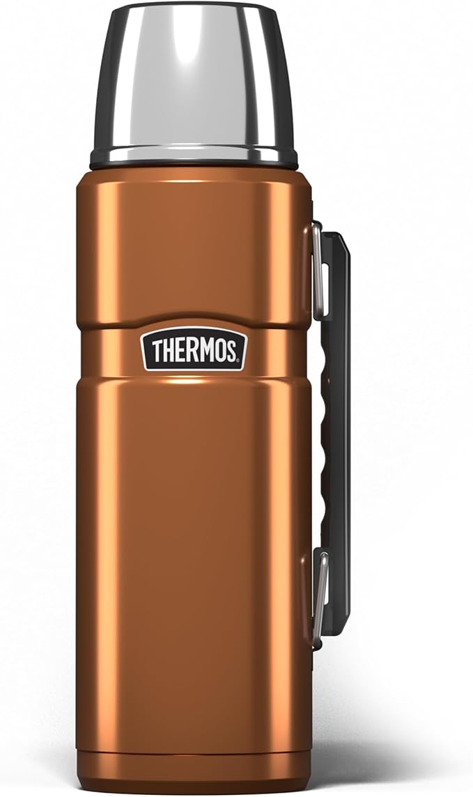 Thermos - Stainless King Copper Travel Flask (1.2L) - Premium Leak Proof Insulated Tea & Coffee Flask for Hot & Cold Drinks, Built-in Cup, Twist-Pour Stopper, BPA-Free, Durable Steel