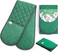 Green Double Oven Gloves Heat Resistant Silicone Oven Mitts Pair | Non-Slip Silicone Oven Gloves Double Oven Mitt | Machine Washable Thick Potholders Home & Kitchen Accessories.