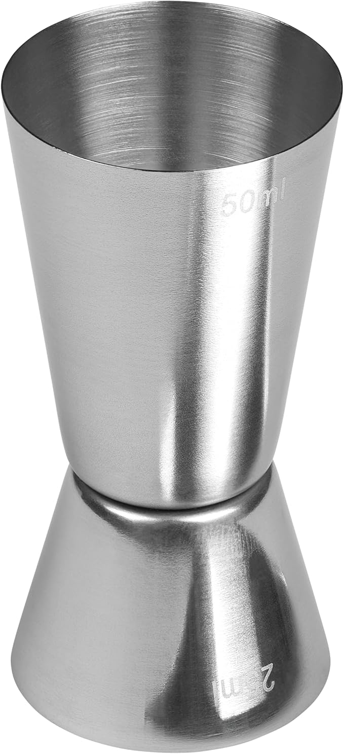 Tala Stainless Steel Cocktail Jigger - Dual Spirit Measuring Cup for Home Bar - Single & Double Shot Measure, 25ml & 50ml, Silver