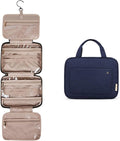 BAGSMART Hanging Toiletry Bag Travel Large Capacity Wash Bag Womens Makeup Cosmetic Bag, Travel Accessories for Full Sized Container (Medium-Dark Blue)