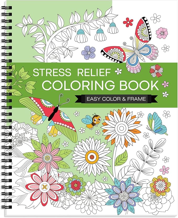 Adult Colouring Book: Stress Relief Colouring Books for Adults Relaxation with with 30 Pattern Included Mandalas Inspirational Flower, Spiral Colouring Pad Thick Paper, Gift for Women Men