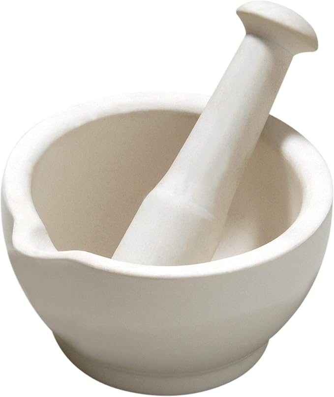 Premier Housewares Stoneware Mortar and Pestle - White,H7 x W12.50 x D12.50cm