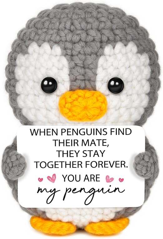 Valentines Gifts for Her Him, Anniversary Romantic Gifts for Her - Handmade Cute Crochet Penguin, Birthday Gift for Girlfriend Wife, Valentine's Day Presents for Her