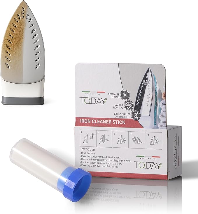 Today - Iron Cleaner Stick, Universal Soleplate Cleaning Stick for All Irons – Removes Starch, Fibres & Burnt Deposits, Protects Fabrics – Made in Italy