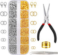 Jump Rings Kit, Silver Gold Open Jump Rings with Jewellery Pliers for Jewellery Making Bracelet Earring Necklace Repair (4mm 5mm 6mm 8mm 10mm)
