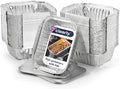 Clearly Set 50 Foil Trays with Lids, Aluminium Disposable Reusable Foil Food Container, Takeaway Containers, Great for Baking, Cooking, Freezing, Heating, Storing, BBQ (14.7x12.3x5cm)