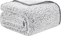 EMME Fuzzy Fleece Throw Blanket - Ultra Soft Warm Sherpa,228 x 228cm Microfiber Cozy Blanket for Couch, Sofa - Lightweight, Fuzzy, Thick, Reversible - Grey