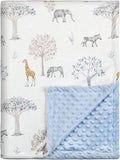 Soarwg Kids Baby Blanket Newborn Gifts, Soft Plush Blankets with Dotted Backing, Fleece Fabric Essentials for Unisex, Toddlers, Boys Girls 75x100cm (Giraffe, Elephant, Zebra), Blue Giraffe (SOD0018)