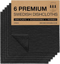 SUPERSCANDI 6 Pack Reusable Cleaning Cloths - 100% Biodegradable & Compostable | Washable Swedish Dishcloth - Food-Safe & Plastic-Free | Kitchen Cloth Suitable for Any Surface, Black