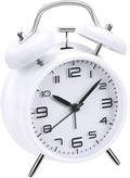 Loud Alarm Clock for Heavy Sleepers with No Ticking, Double Bell Alarm Clock, Battery Operated, Metal Alarm Clock with Night Light for Bedroom, Retro Analogue Alarm Clock for Boys Children Adults