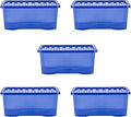 Wham Crystal 5 x 45L Stackable Plastic Storage Boxes with Lids | Ideal for Home, Office, Toys & More | Large Boxes | Made in UK - Spectrum Blue