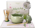 Matcha Set - Whisk and Bowl Kit, Matcha Whisk Set 7PCS Ceramic Bowl and Holder, Bamboo Scoop and Holder, Sifter, Tea Cloth, Making Kit Gift for Beginners and Enthusiasts with Elegant Box