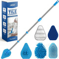ZENO Shower Cleaner Tool 120CM | Bathroom Tile Cleaner with 4 Replaceable Heads | Long Handle Bath Cleaner Brush | Multi Surface Wall Mop and Bathroom Scrubber Cleaning Tool