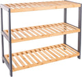Vencier Bamboo Shoe Rack Natural – Easy Assembly & Strong Design Stand Shelf Organizer Ideal for Corridor, Bedroom, Bathroom, Hallway & Small Spaces, Large Capacity (Natural/Grey, 3 Tier)