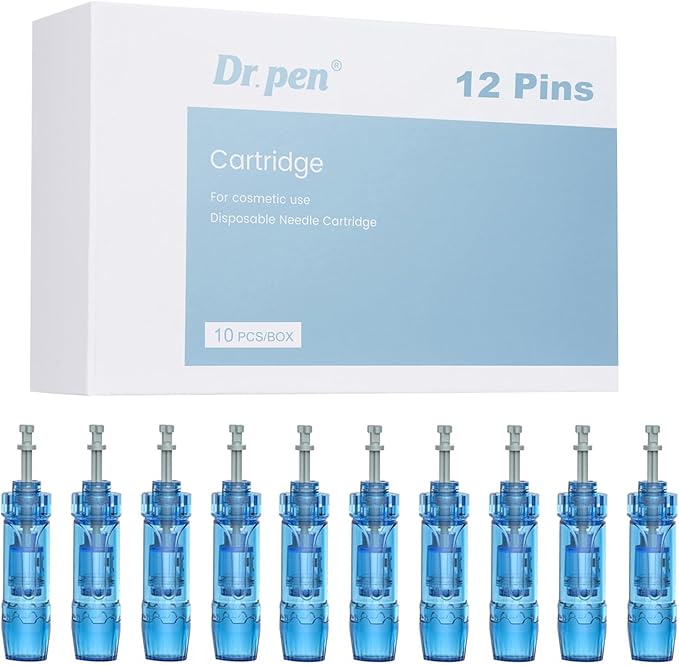 Dr.pen M8S Cartridges 12 Pins, 10Pcs Dr.pen Replacement Cartridges for Microneedling Pen M8S/A8S/A9 Model, Authentic Disposable Microneedling Cartridges (12 Pins, 10Pcs)