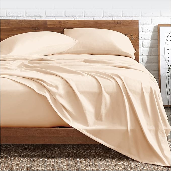 Funky Gadgets Flat Sheet Super King Size, Beige -100% Egyptian Cotton Bed Sheets, 300 Thread Count Luxury Hotel Quality Cotton Bedding, Plain Dyed Breathable Flat Bedsheets Only (275x 310cm)