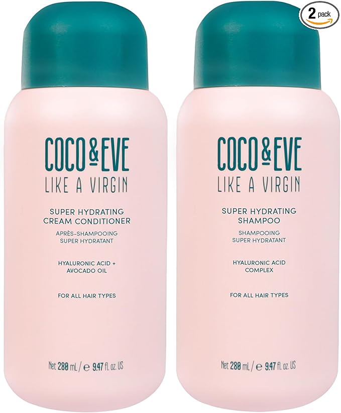Coco & Eve Like A Virgin Shampoo & Conditioner Bundle Kit - Natural, Sulfate free Hair Care with Argan Oil, Coconut and Avocado Oil | For Dry Damaged, Color Treated Hair | Anti Frizz