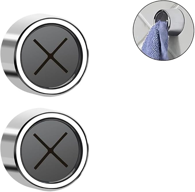 Self-Adhesive Tea Towel Holders - 2pcs Round Bathroom Tea Towel Hooks Stick on Wall,Self-Adhesive Round Tea Towel Holder,Push in Towel Holder - for Shower Bathroom Kitchen & Home,No Drilling Required
