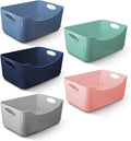 KEPLIN Plastic Studio Basket - Container Boxes for Storage Organising in Home or Office - Suitable for Shelfs Drawers Laundry Cupboard (Multicolour, 5 Pack)