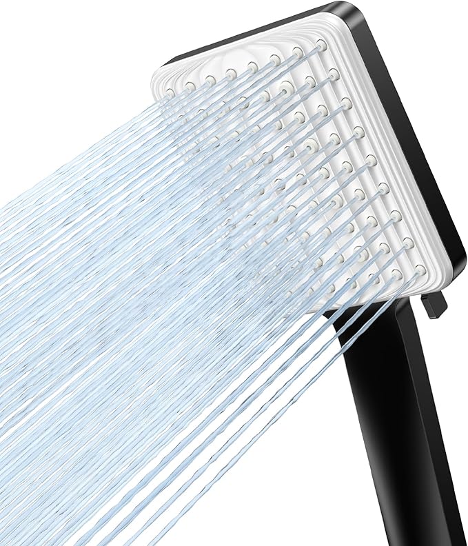 VOXON Shower Head High Pressure, Rainfall Shower Heads with 6 Spray Modes, Power Water Saving ShowerHead, Universal Square Shower Head, Handheld Large Rain Shower Heads for Electric Shower, Black