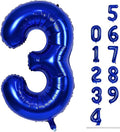 Navy Blue Number 3 Balloon, 40In Large Dark Deep Blue Foil Number Balloons Set 0-9 for Women, Self Inflating Blue Digital 3 Helium Balloon for Boys 3rd Birthday Party Decorations Supplies