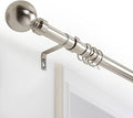 Oxford Homeware Curtain Poles Metal Extendable - Durable Plain Ball Curtain Pole Set Includes Finials, Rings, Brackets & Fittings (Brushed Silver, 120-210 Cm, 48 Inches to 83 Inches)