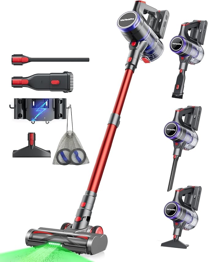 Ultra Cordless Vacuum Cleaner, 48KPA/550W/70min Stick Vacuum with 1.5L Dustbin, Wall-mounted Charging/Removable Battery, Anti-Tangled Handheld Vacuum for Hard Floors Carpet Car Pet Hair