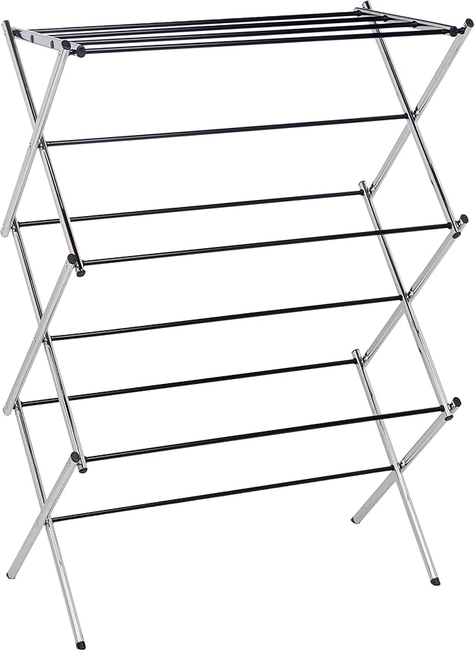 Amazon Basics Foldable Concertina Indoor Clothes Airer, 74.9 x 36.8 x 106.2 cm (LXWXH), Chrome