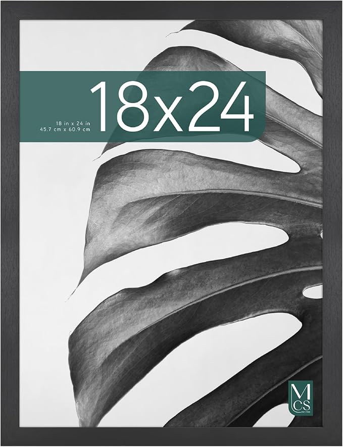 MCS Studio Gallery 46x61 cm (18x24 in) Poster Frame Black Woodgrain, Vertical & Horizontal Wall Hanging Large Picture Frame for Photos, Posters & Art Prints (1-Pack)