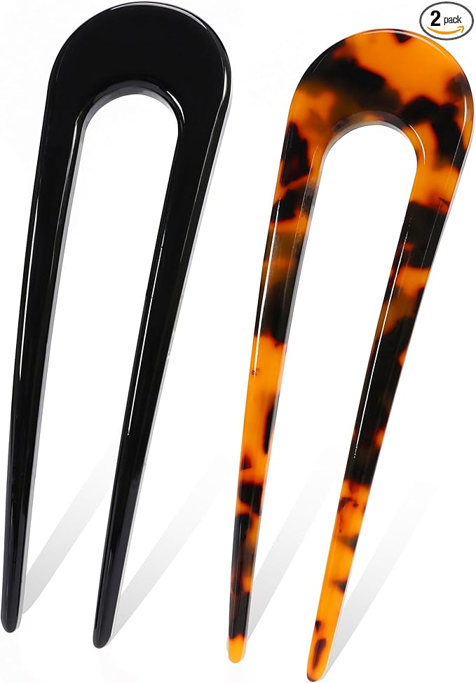Pack of 2 Large French Hair Pins for Bun and French Twist Styling - Women and Girls