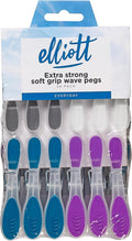 Elliotts Extra Strong, Soft Grip and Non-slip Wave Design Clothes Pegs, 24 Pack in Assorted Colours, BPA Free Laundry Pegs ideal for everyday use for Indoor or Outdoor use
